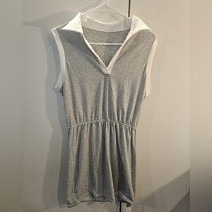 Cupshe Striped Top/Cover Up in Gray and White